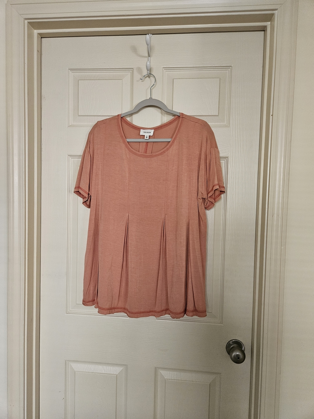 Eileen Fisher Coral Short Sleeve Pleated Tee